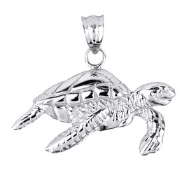 Sterling Silver Sea Turtle Charm Necklace