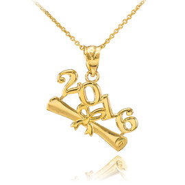 2016 Class Graduation Gold Pendant Necklace