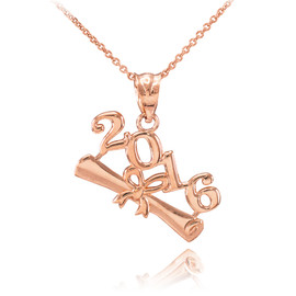 2016 Class Graduation Rose Gold Pendant Necklace
