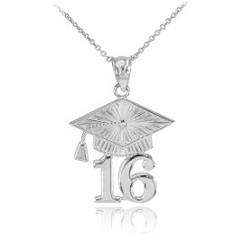 Silver 2016 Class Graduation Pendant Necklace