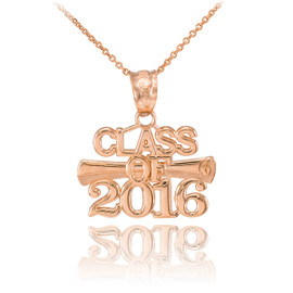 Rose Gold 'CLASS OF 2016' Graduation Charm Pendant Necklace