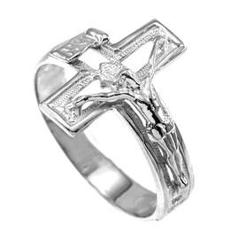 White Gold Open Crucifix Cross Ring