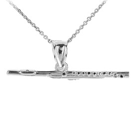 Sterling Silver Flute Pendant Necklace