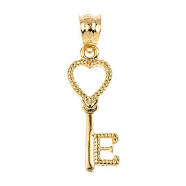 Gold Heart Key Pendant Necklace