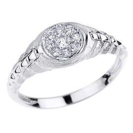 White Gold Watchband Design Diamond Studded Unisex Ring