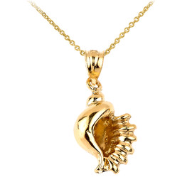 Solid Gold Sea Shell Charm Necklace