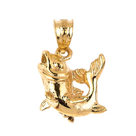 Solid Gold Sea Bass Charm Pendant