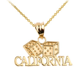 Gold CALIFORNIA Dice Pendant Necklace