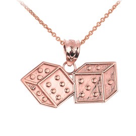 Rose Gold Dice Pendant Necklace