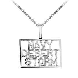 White Gold NAVY DESERT STORM Pendant Necklace