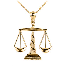 Gold Scales of Justice Pendant Necklace