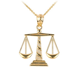 Yellow Gold Scales of Justice Pendant Necklace