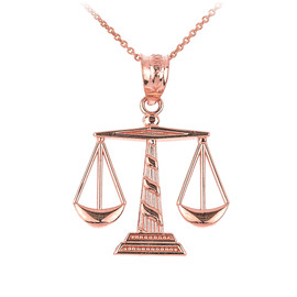 Rose Gold Scales of Justice Pendant Necklace