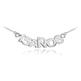 14K White Gold 15 Años Necklace