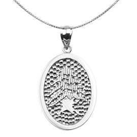 Sterling Silver Lebanese Cedar Tree Engravable Oval Pendant Necklace