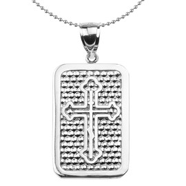 Sterling Silver Orthodox Cross Engravable Pendant Necklace