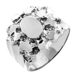Silver Stand Mens Nugget Ring