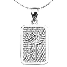 Sterling Silver Eye of Horus Engravable Pendant Necklace