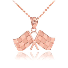 Rose Gold Racing Flags Pendant Necklace