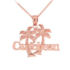 Rose Gold Caribbean Palm Tree Pendant Necklace