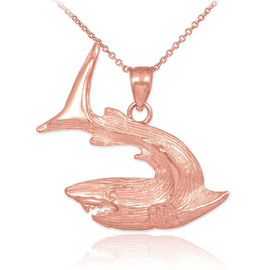 Textured Rose Gold Shark Pendant Necklace