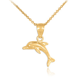Gold Dolphin Charm Pendant Necklace