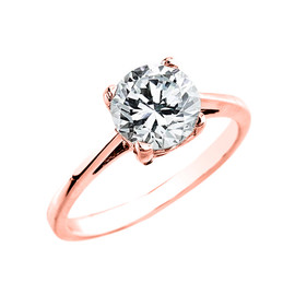 Rose Gold 2.50 ct Cubic Zirconia Dainty Solitaire Engagement Ring