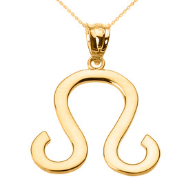 Yellow Gold Leo August Zodiac Sign Pendant Necklace