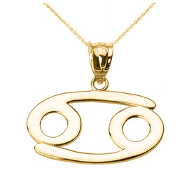 Yellow Gold Cancer July Zodiac Sign Pendant Necklace