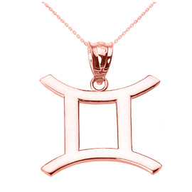 Rose Gold Gemini June Zodiac Sign Pendant Necklace