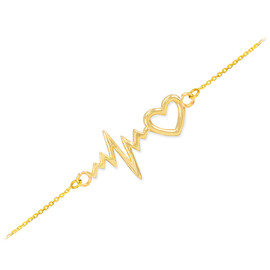 14k Yellow Gold Heartbeat Bracelet