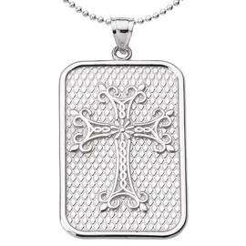 Sterling Silver Armenian Apostolic Cross Pendant Necklace
