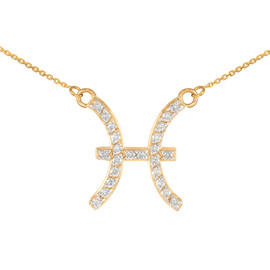 14K Gold Pisces Zodiac Sign Diamond Necklace