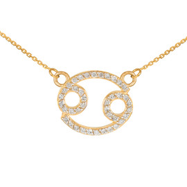 14K Gold Cancer Zodiac Sign Diamond Necklace