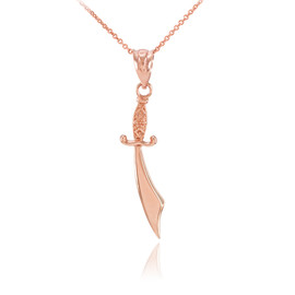 Polished Rose Gold Scimitar Sword Necklace