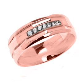 Rose Gold Comfort Fit Modern Wedding Band with Diamonds