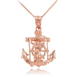 Rose Gold Mariner Crucifix Anchor Cross Pendant Necklace