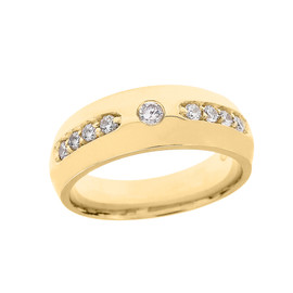 Yellow Gold Diamond comfort Fit Men's Wedding Band Ring