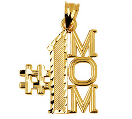 Gold #1 Mom Charm Pendant