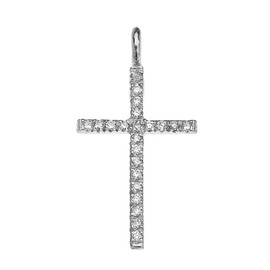 White Gold Diamond Fine Cross Pendant Necklace