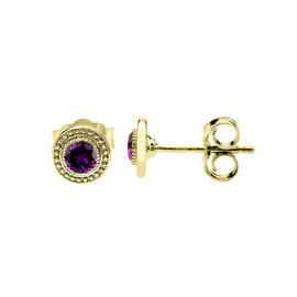 Yellow Gold Amethyst Stud Earrings