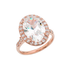 Rose Gold Engagement Ring With 10 ct Oval CZ Center Stone