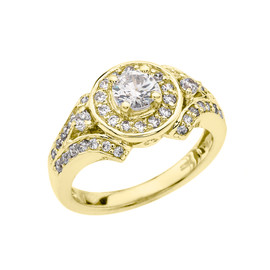 Yellow Gold Engagement/Proposal Ring With Cubic Zirconia Center Stone
