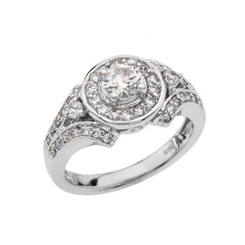 White Gold Engagement/Proposal Ring With Cubic Zirconia Center Stone