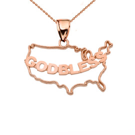Rose Gold God Bless America Pendant Necklace