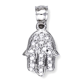 White Gold Hamsa Pendant