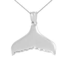 White Gold Whale Tail Pendant Necklace