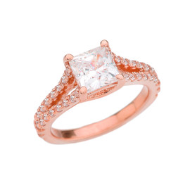 Rose Gold 3 ct Total Double Raw Princess Cut Proposal/Engagement Ring