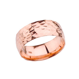 Rose Gold Modern Hammered 7 mm Band