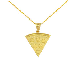 Yellow Gold Pizza Slice Friendship Pendant Necklace